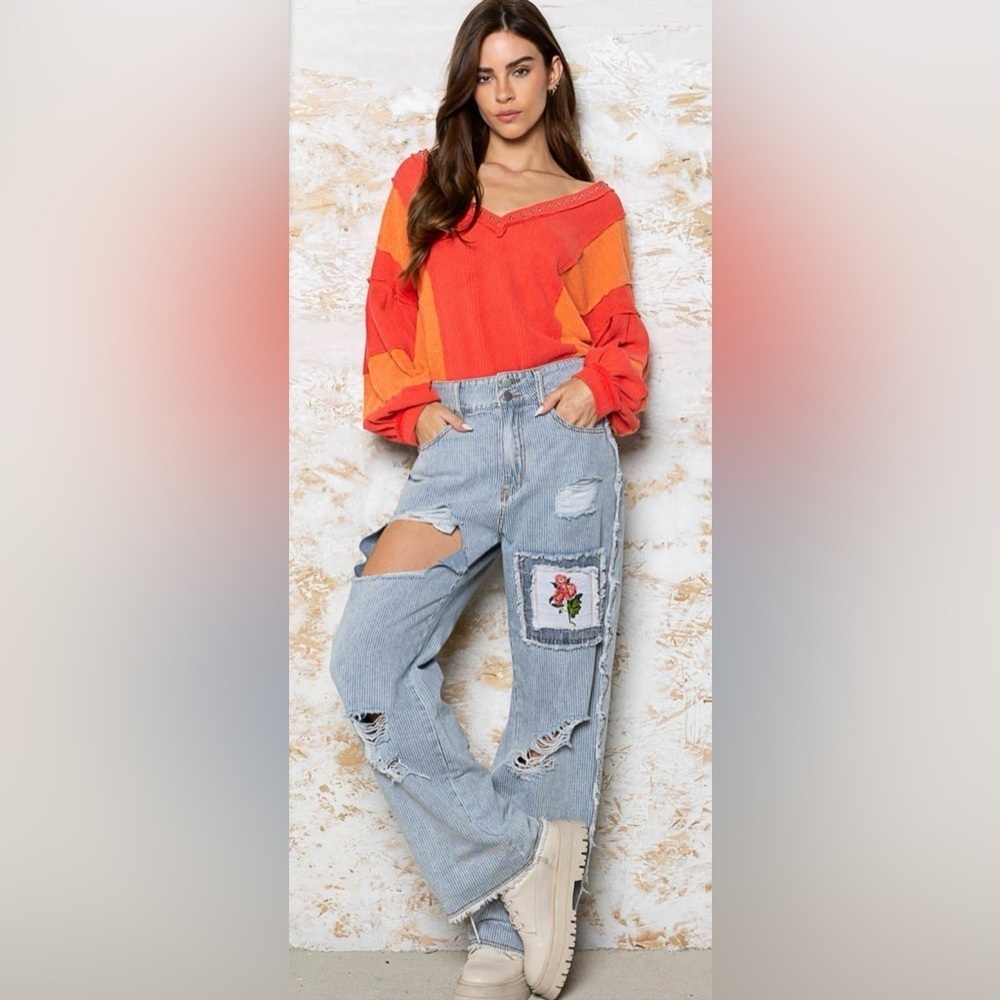 POL | Anthropologie | Raw Edge Color Block Sweater